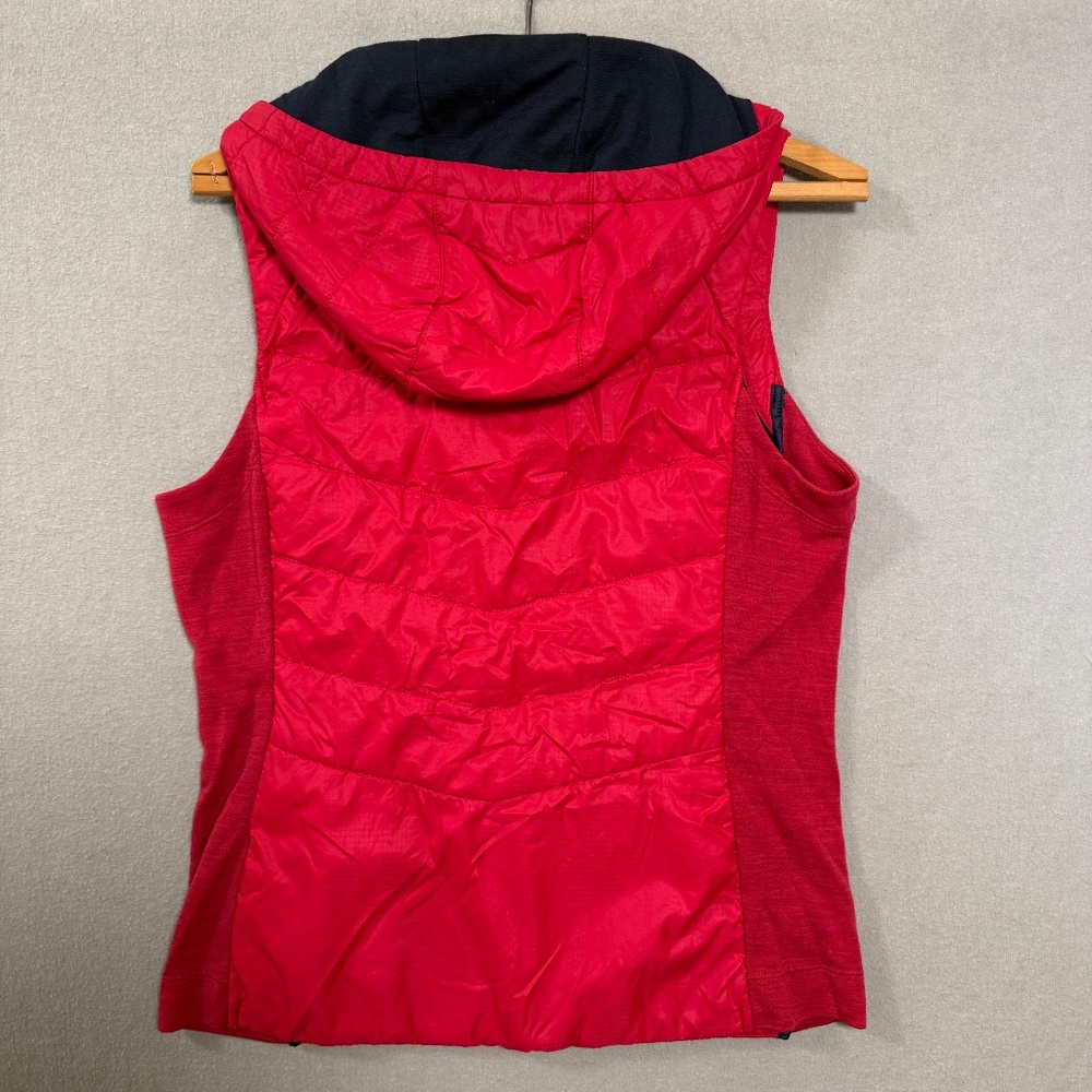 Smartwool Red Hybrid Merino Wool Side Panels Full Zip Puffer Vest Women M - Picture 2 of 13
